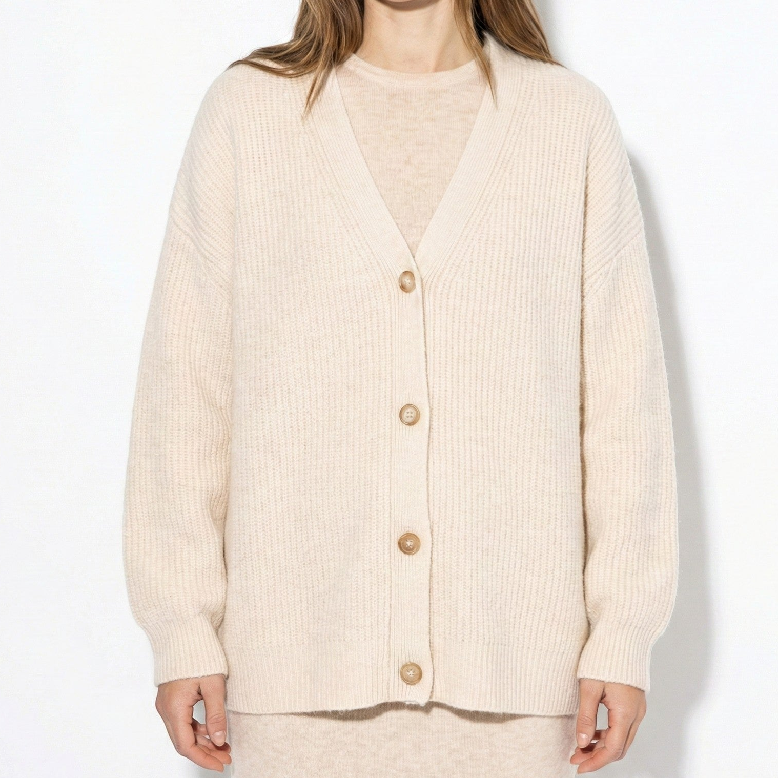 Millie - Women's Oversized Knit Cardigan with Button Closure