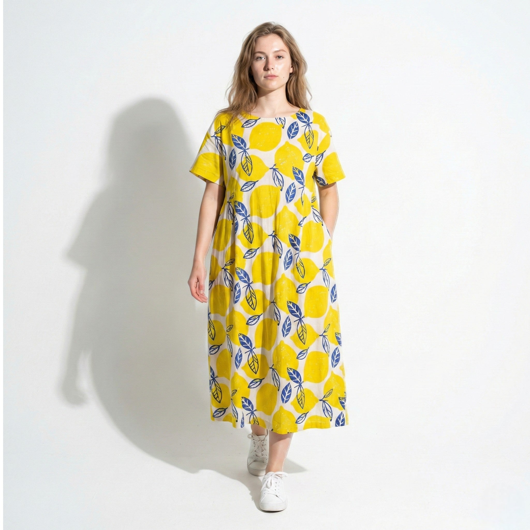 Amelia - Women’s Midi Dress with Abstract Print and Loose Fit