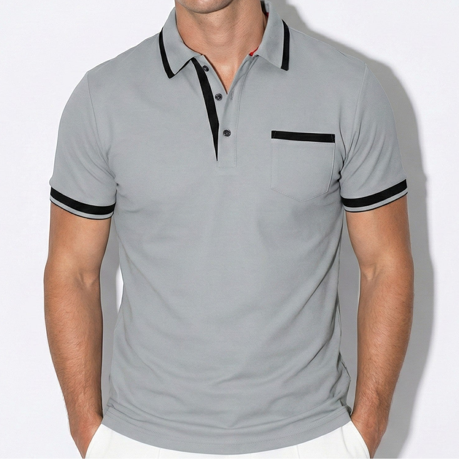 William - Men's Short Sleeve Polo Shirt with Contrast Trim