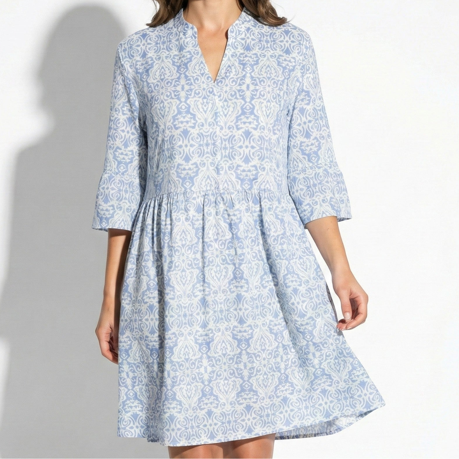 Fiona - Women’s Printed Boho Mini Dress with Flared Sleeves