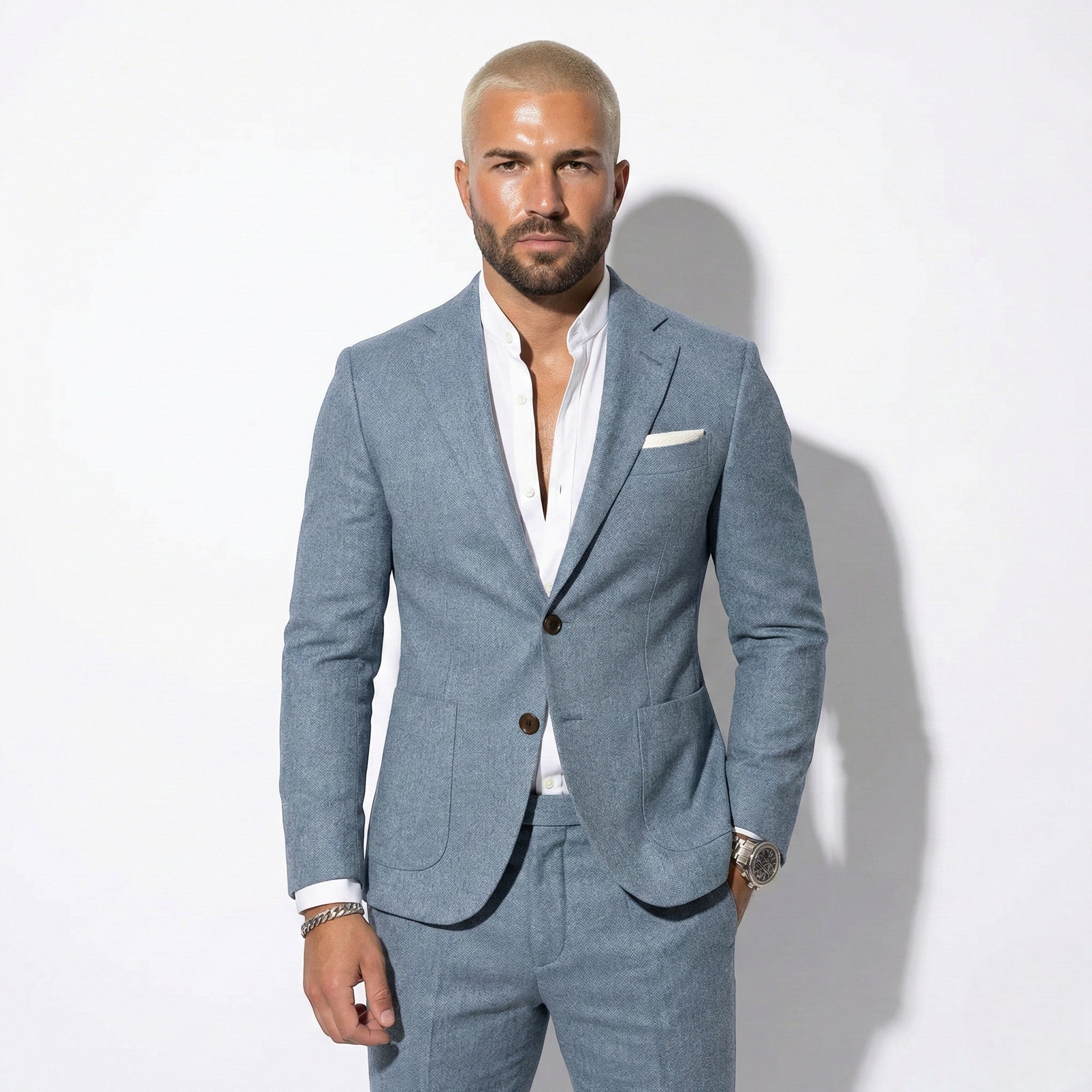 Thomas - Men's Slim Fit Textured Suit with Notch Lapel