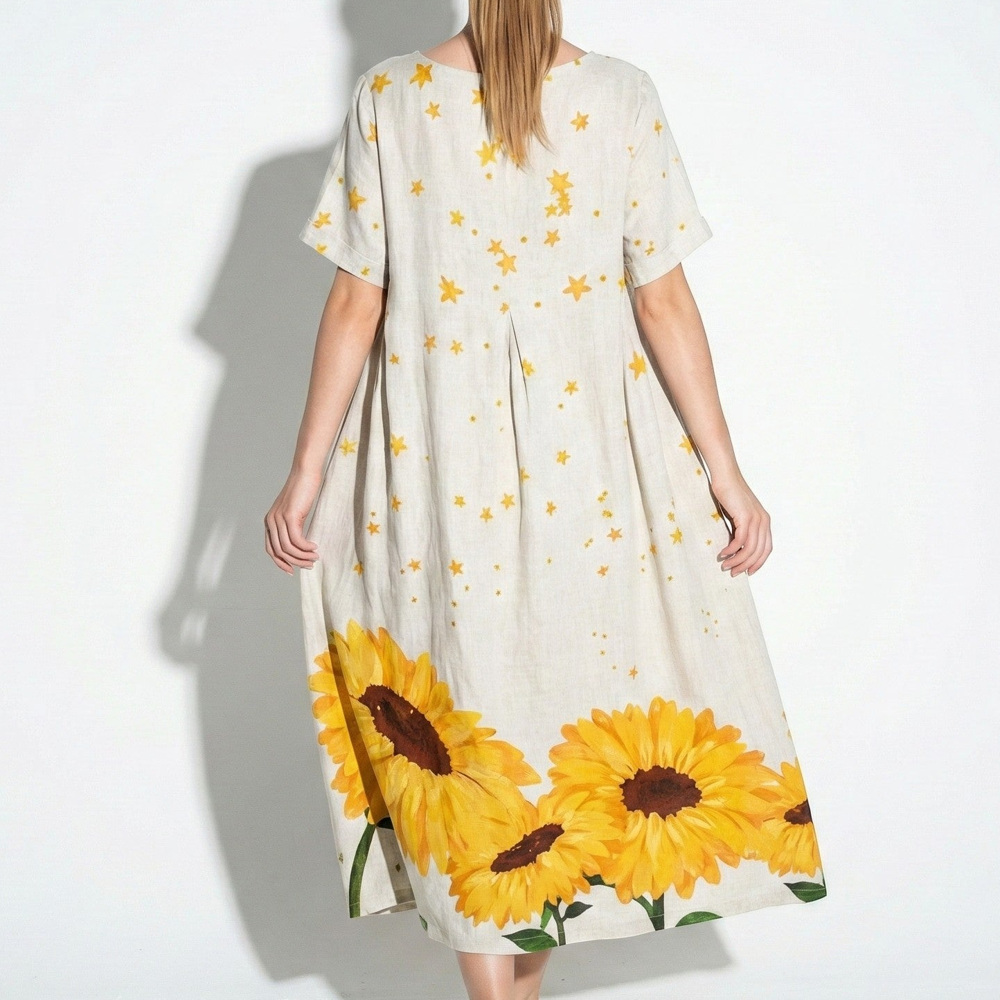 Amelia - Women’s Midi Dress with Abstract Print and Loose Fit