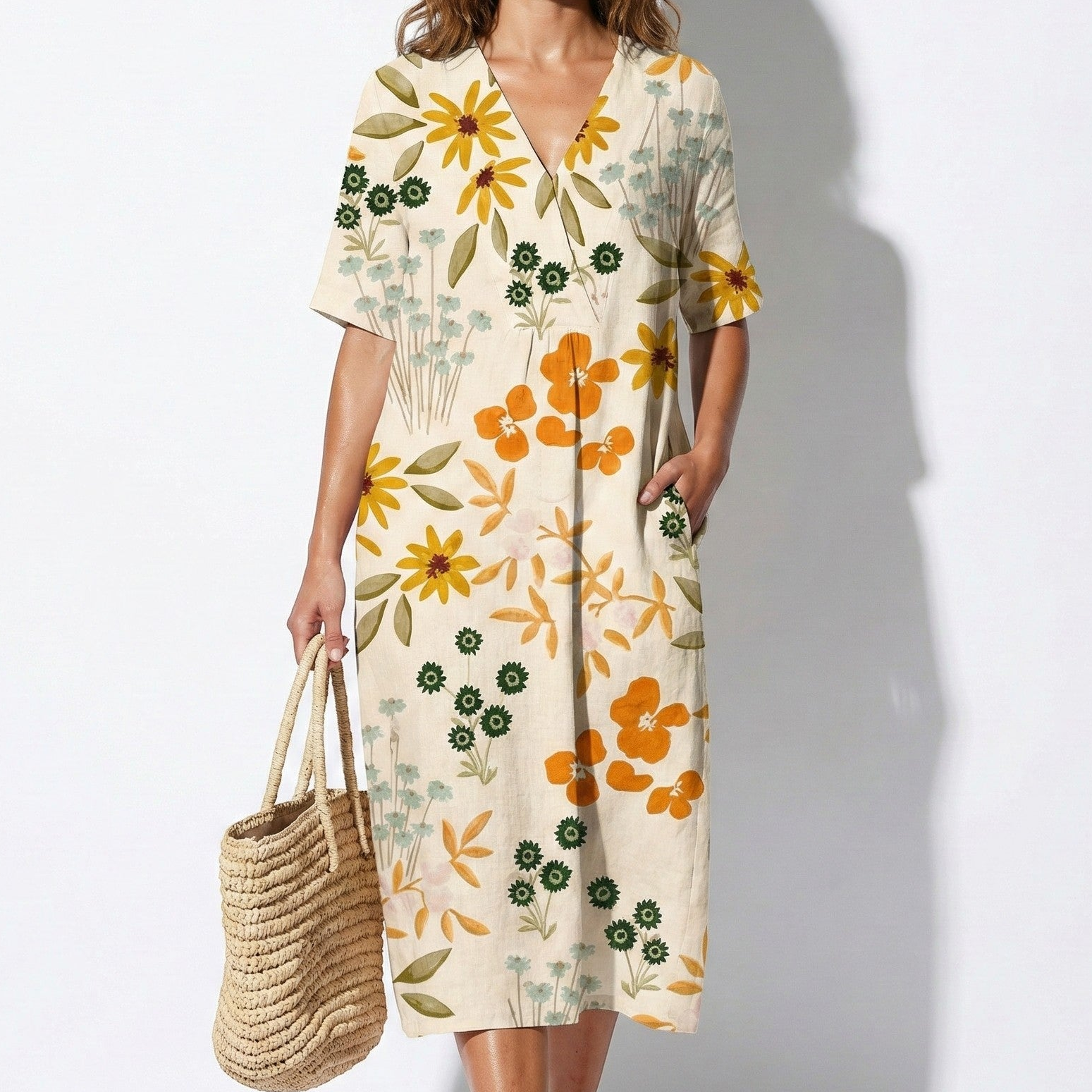 Amelia - Women's Floral Midi Dress