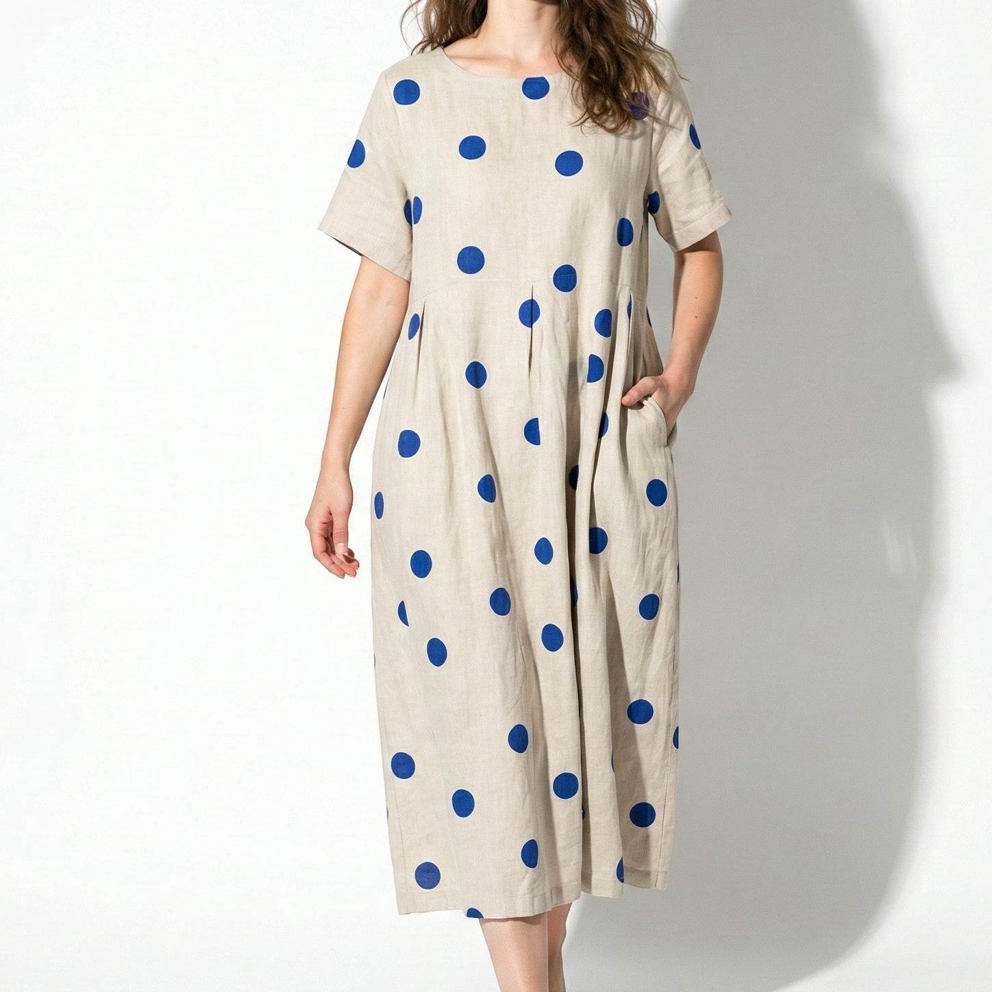 Amelia - Women’s Midi Dress with Abstract Print and Loose Fit