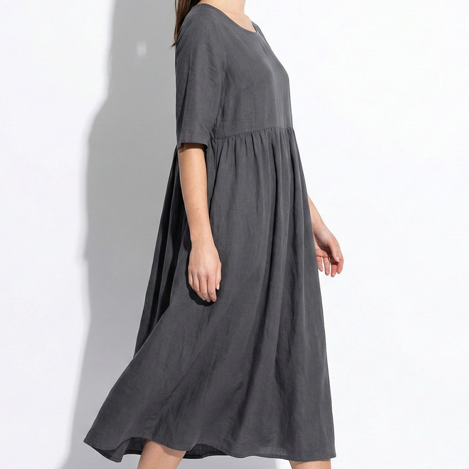 Florence - Women's Breathable Midi Dress with Functional Pockets