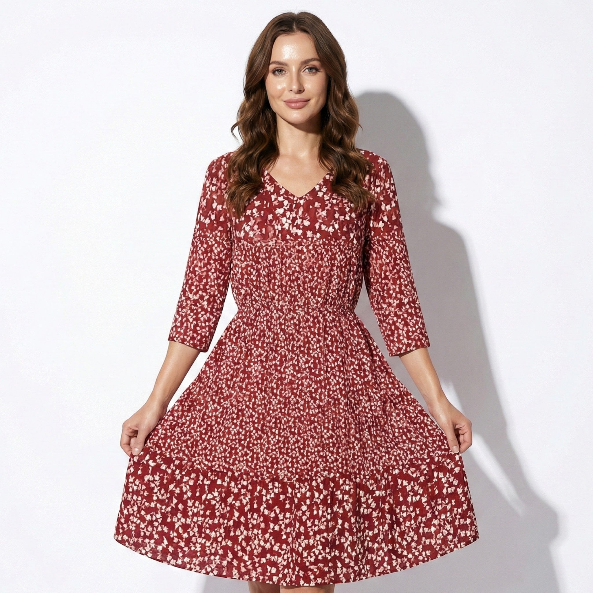 Grace - Women's Floral Print V-Neck Mini Dress