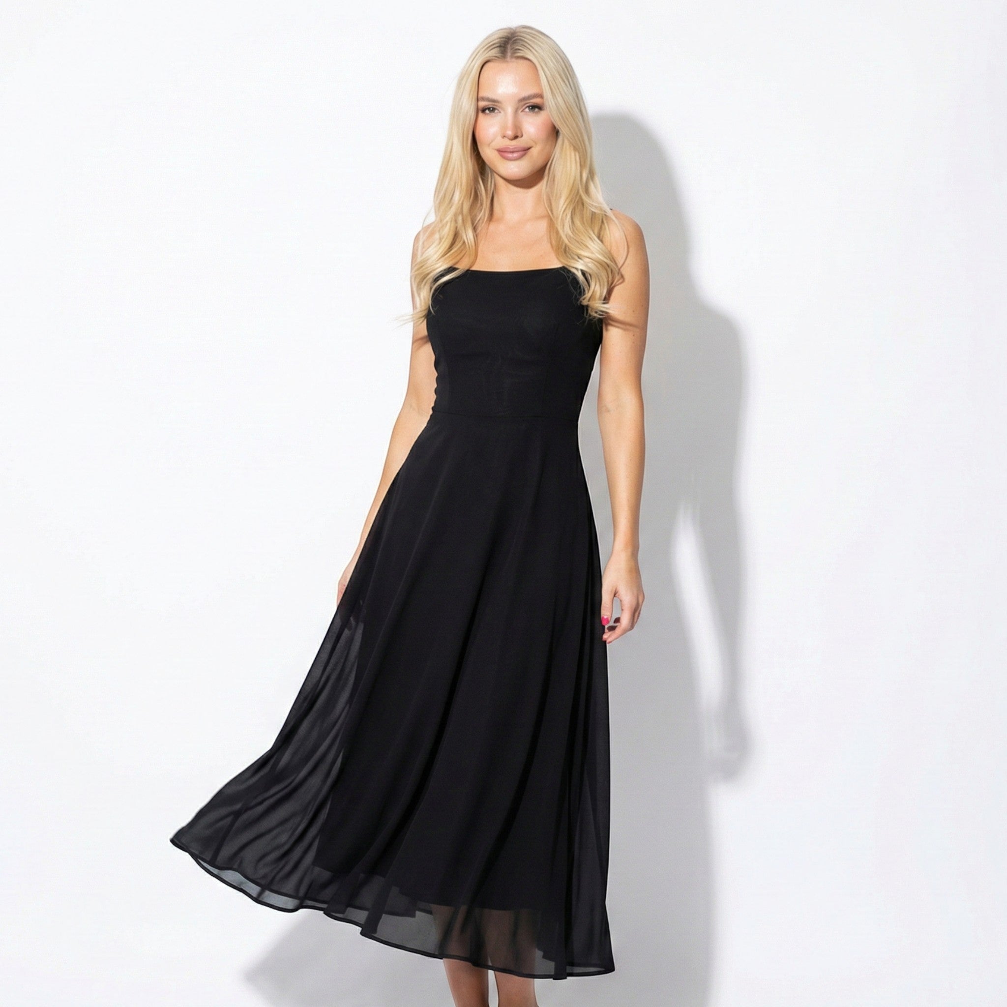 Clara - Women's Square Neck A-Line Midi Dress