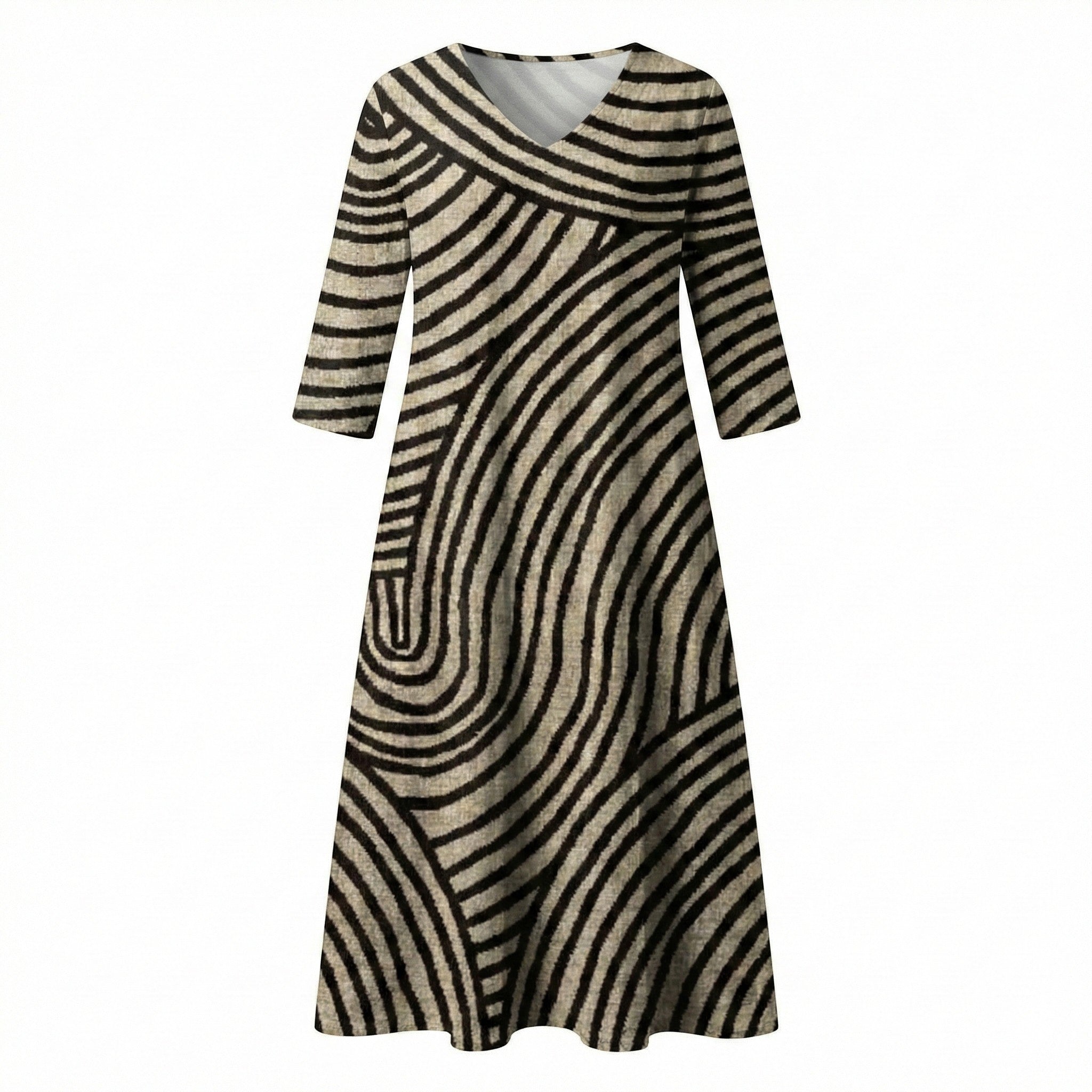 Amelia - Women’s V-Neck Striped Maxi Dress with Pockets