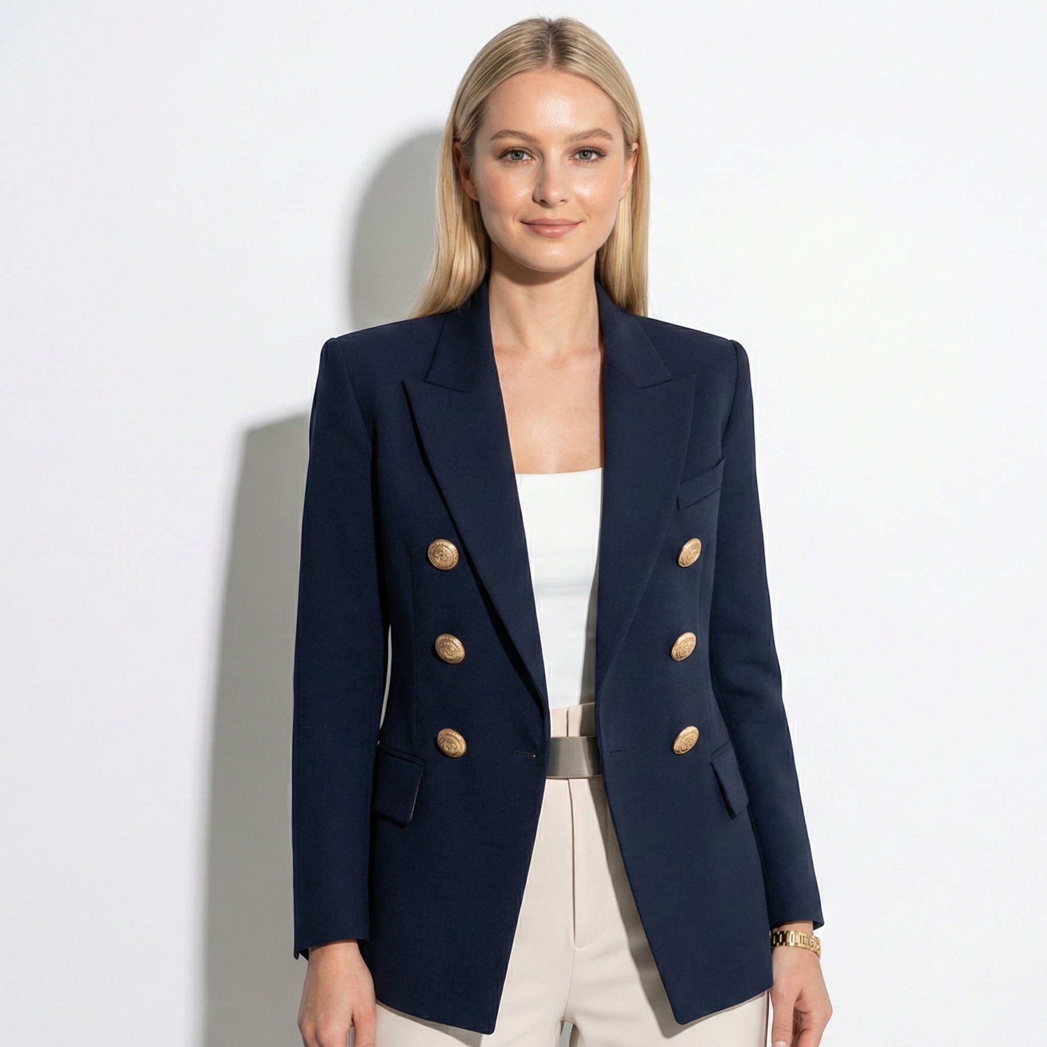 Sarah - Women's Tailored Double Breasted Blazer with Gold Buttons