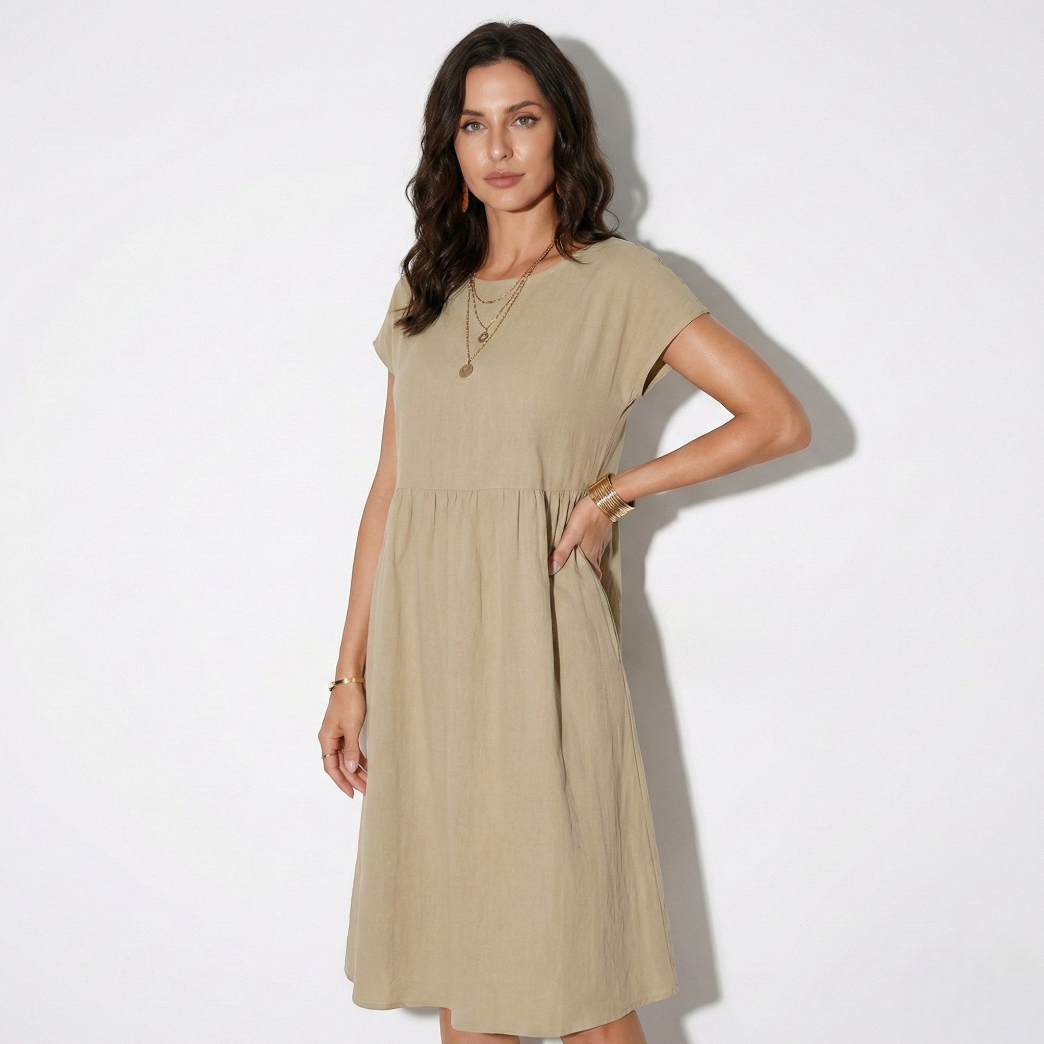 Alice - Women's Relaxed Fit Tunic Midi Dress