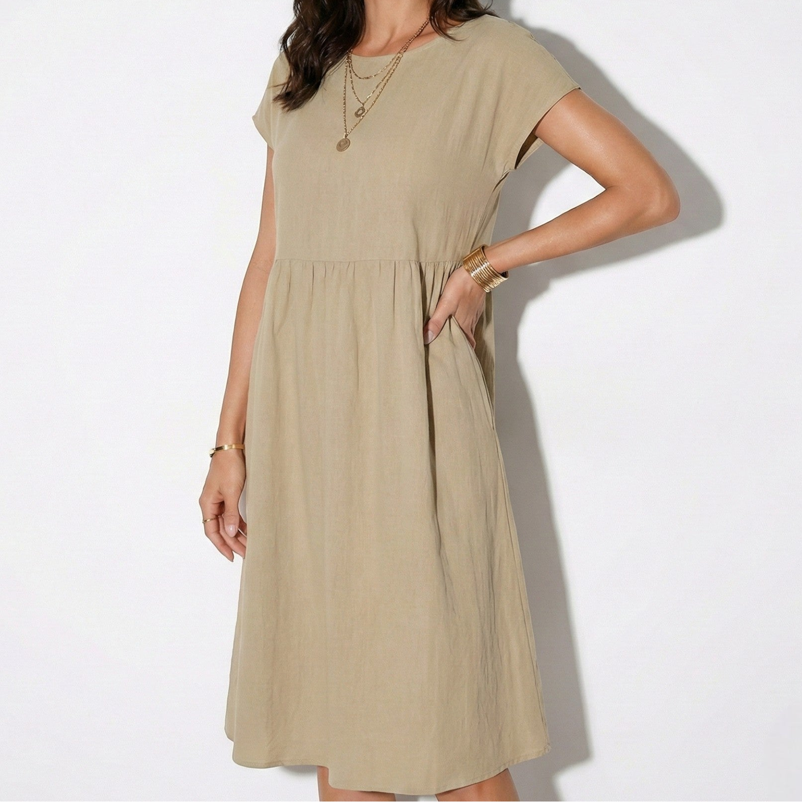 Alice - Women's Relaxed Fit Tunic Midi Dress