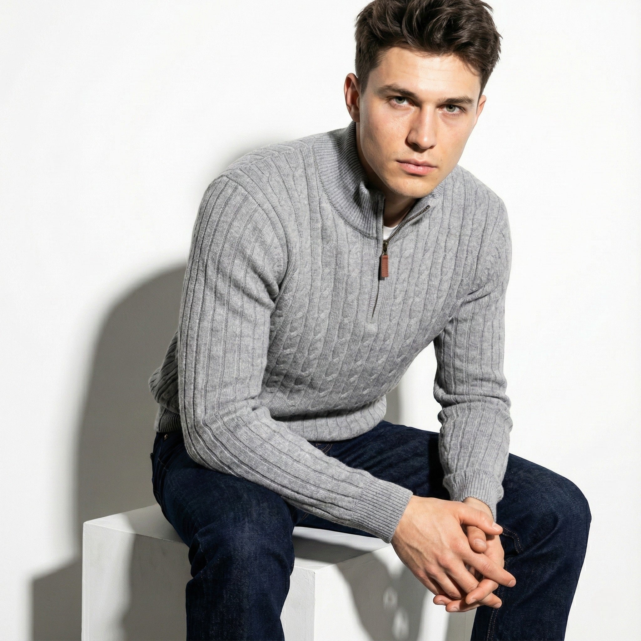 Marc – Long Sleeve Knit Sweater with Zipper