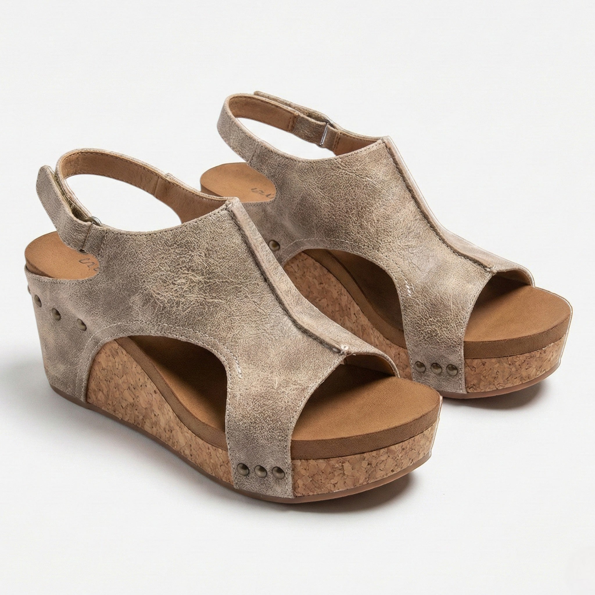 Valery - Women’s Open Toe Wedge Sandals with Adjustable Strap