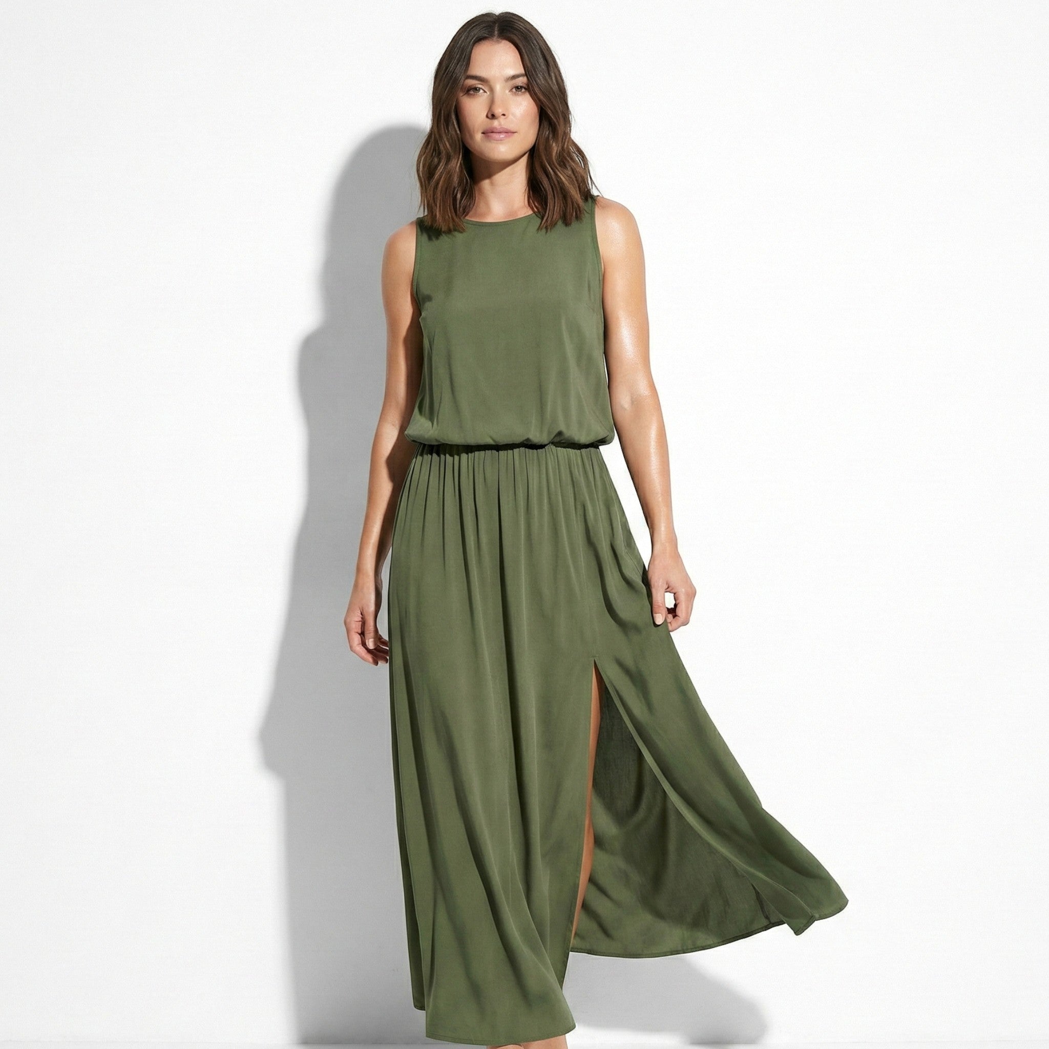 Eleanor - Women’s Sleeveless Maxi Dress with Flattered Waistline