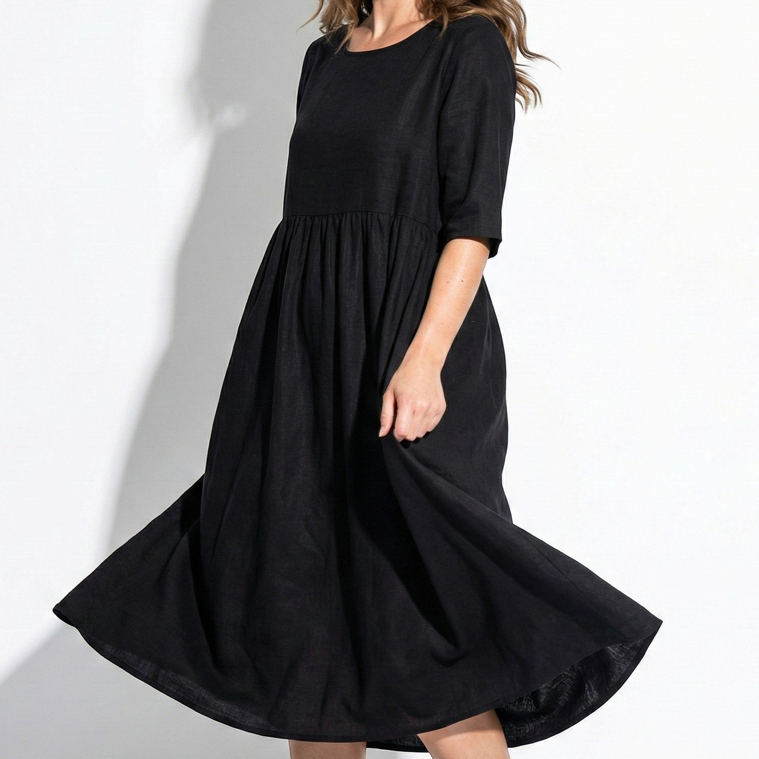 Florence - Women's Breathable Midi Dress with Functional Pockets