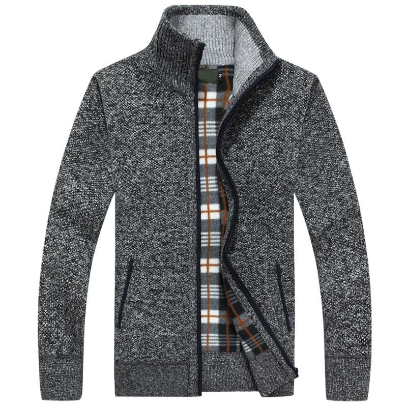 Men’s Wool Jacket with Zipper and Stand Collar