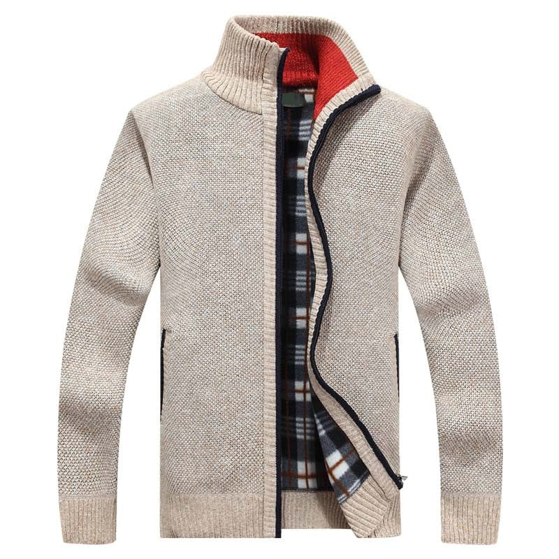 Men’s Wool Jacket with Zipper and Stand Collar