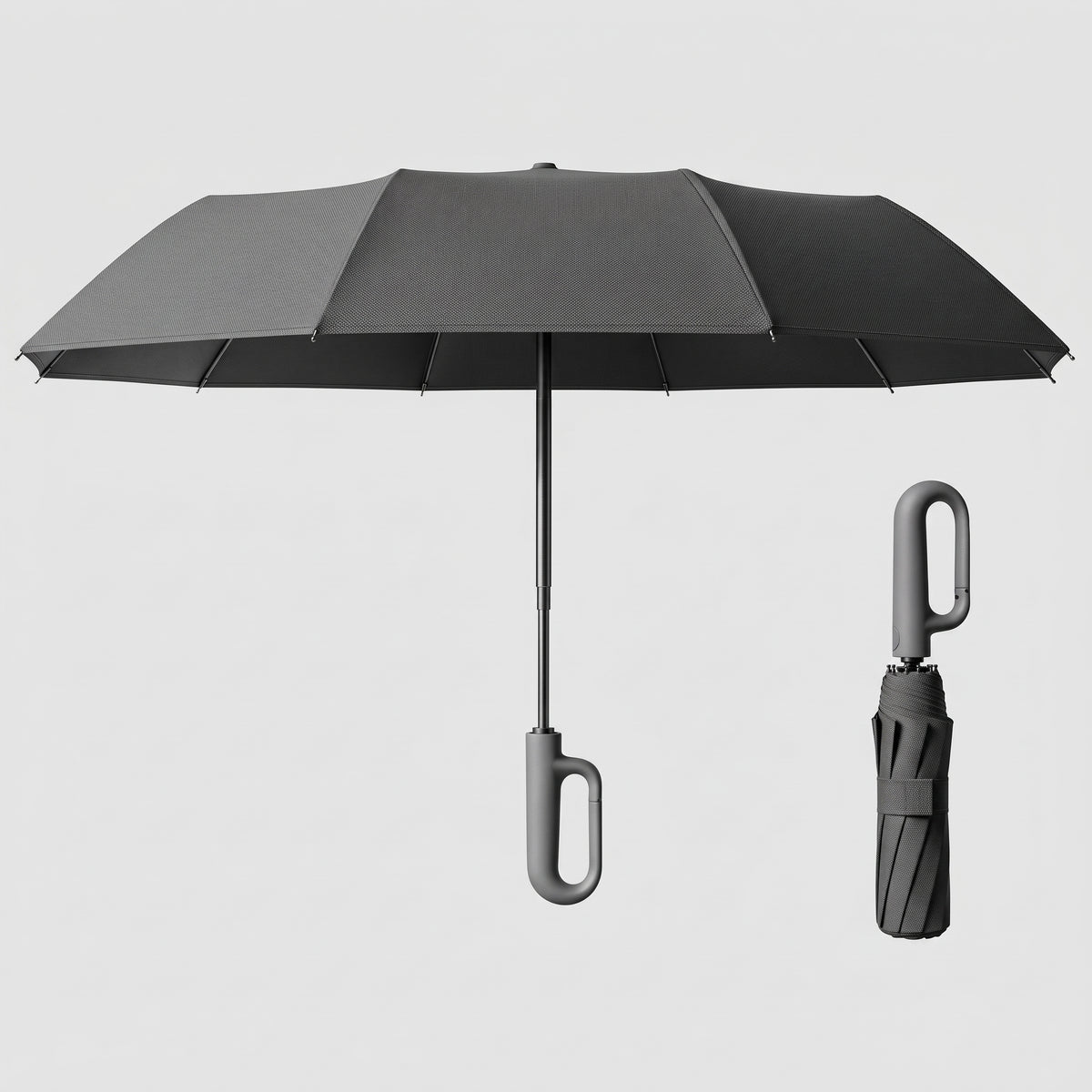 Automatic Windproof Compact Umbrella with Carabiner Handle