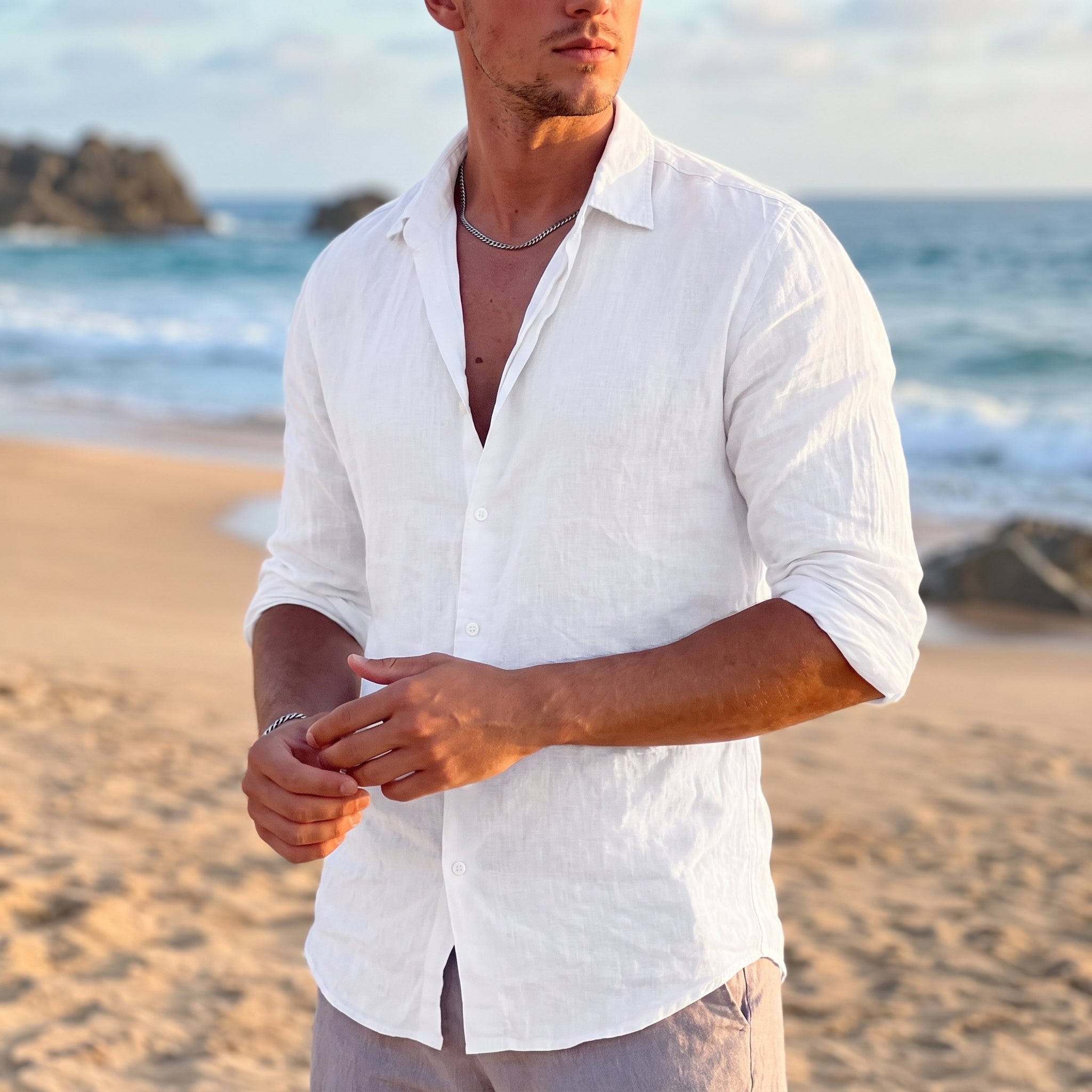 Thomas - Men's Summer Point Collar Long Sleeve Shirt