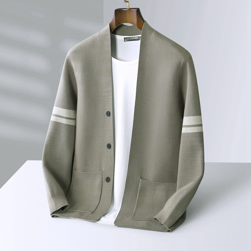 Kalen – Knitted Cardigan with Subtle Stripe Details