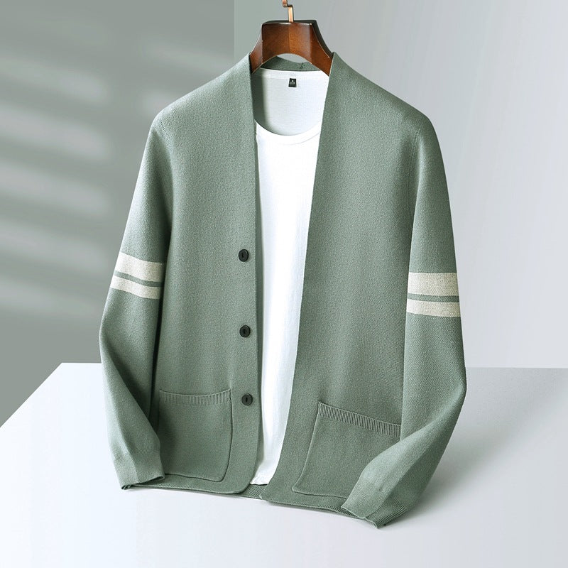 Kalen – Knitted Cardigan with Subtle Stripe Details