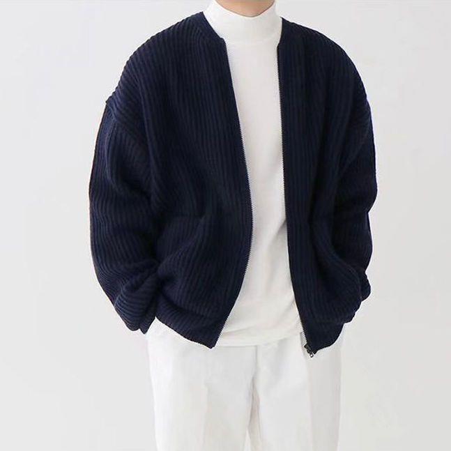 Leon – Ribbed Knit Cardigan with Relaxed Fit