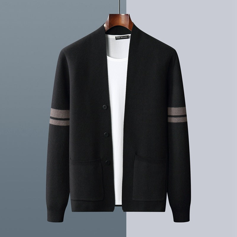 Men's Button-Front Knit Cardigan with Front Pockets