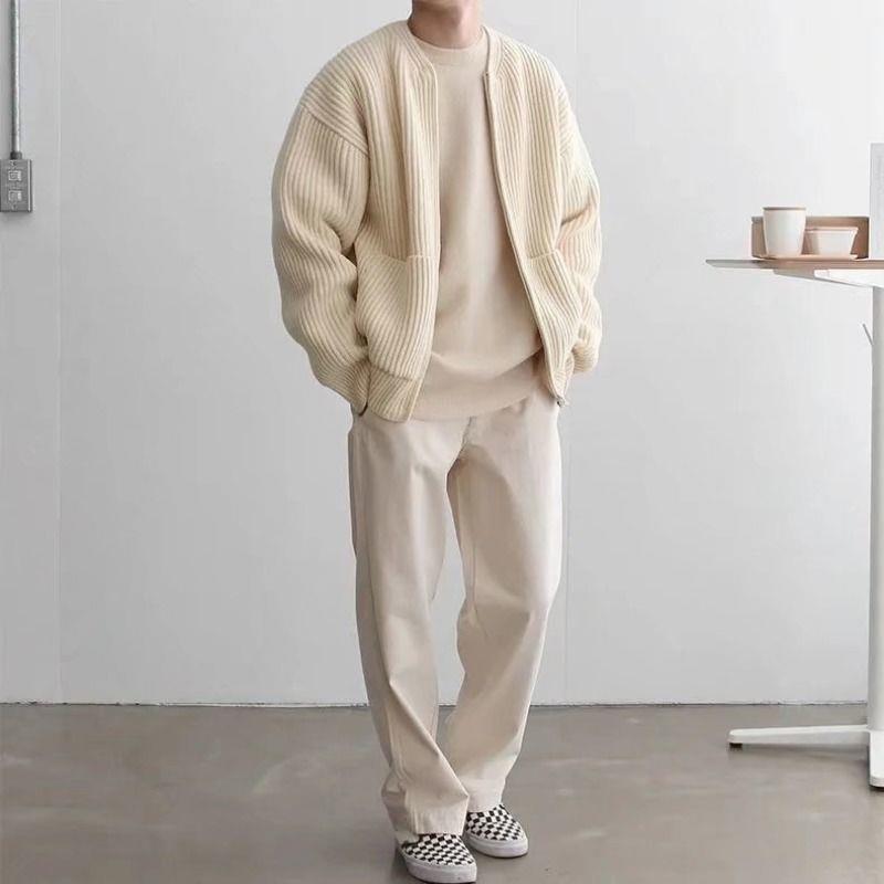 Leon – Ribbed Knit Cardigan with Relaxed Fit