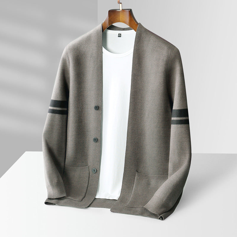 Kalen – Knitted Cardigan with Subtle Stripe Details