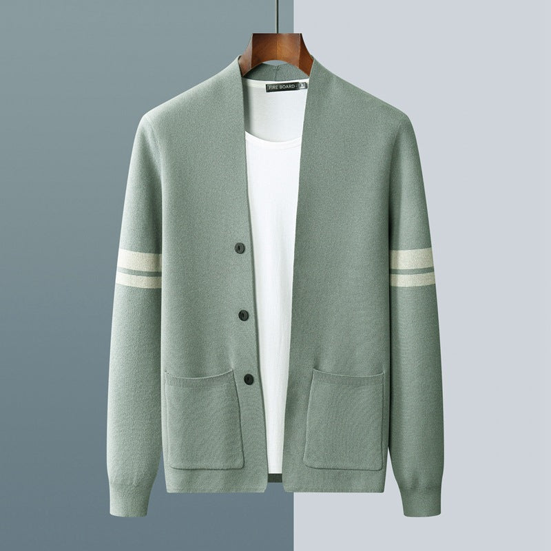 Men's Button-Front Knit Cardigan with Front Pockets