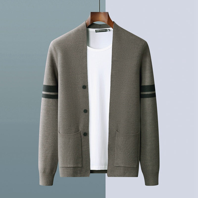 Kalen – Knitted Cardigan with Subtle Stripe Details
