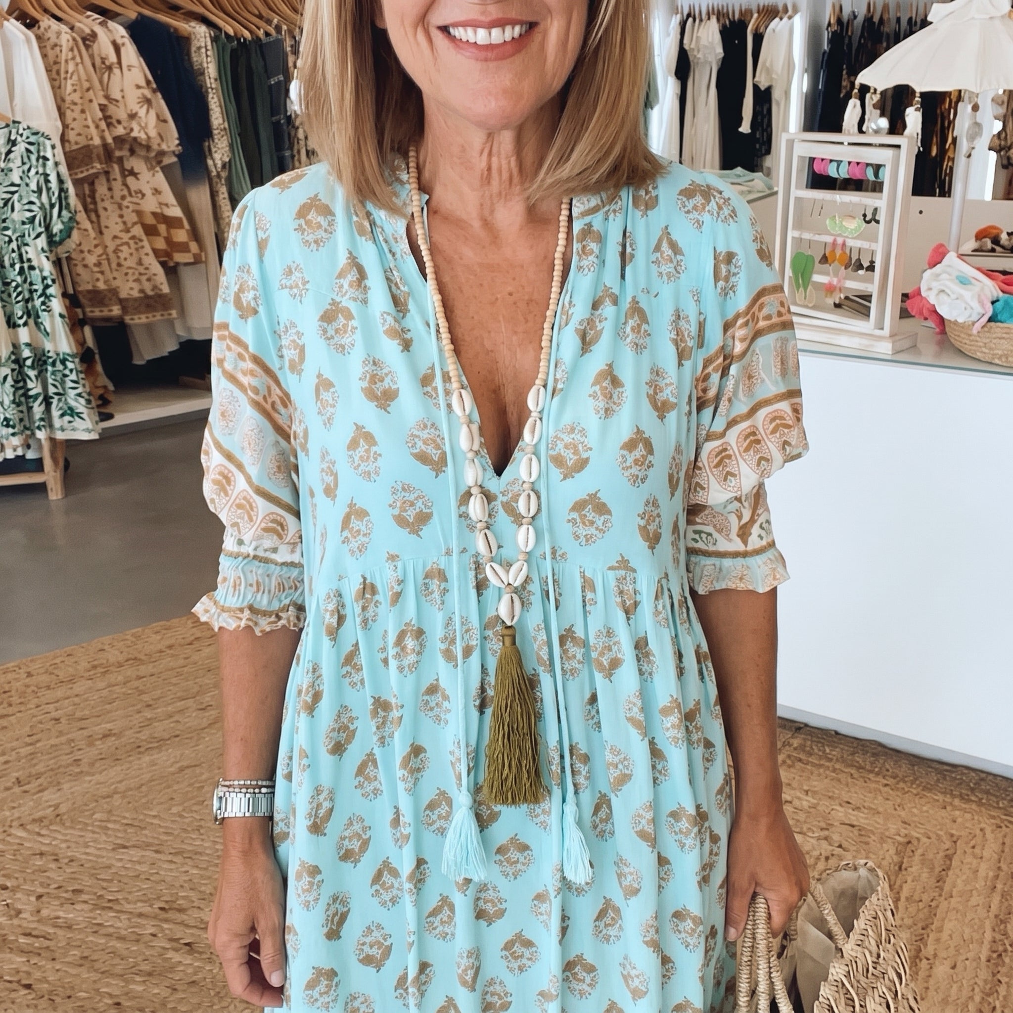 Jasmine - Women's Summer Boho Floral Tassel Tie Maxi Dress