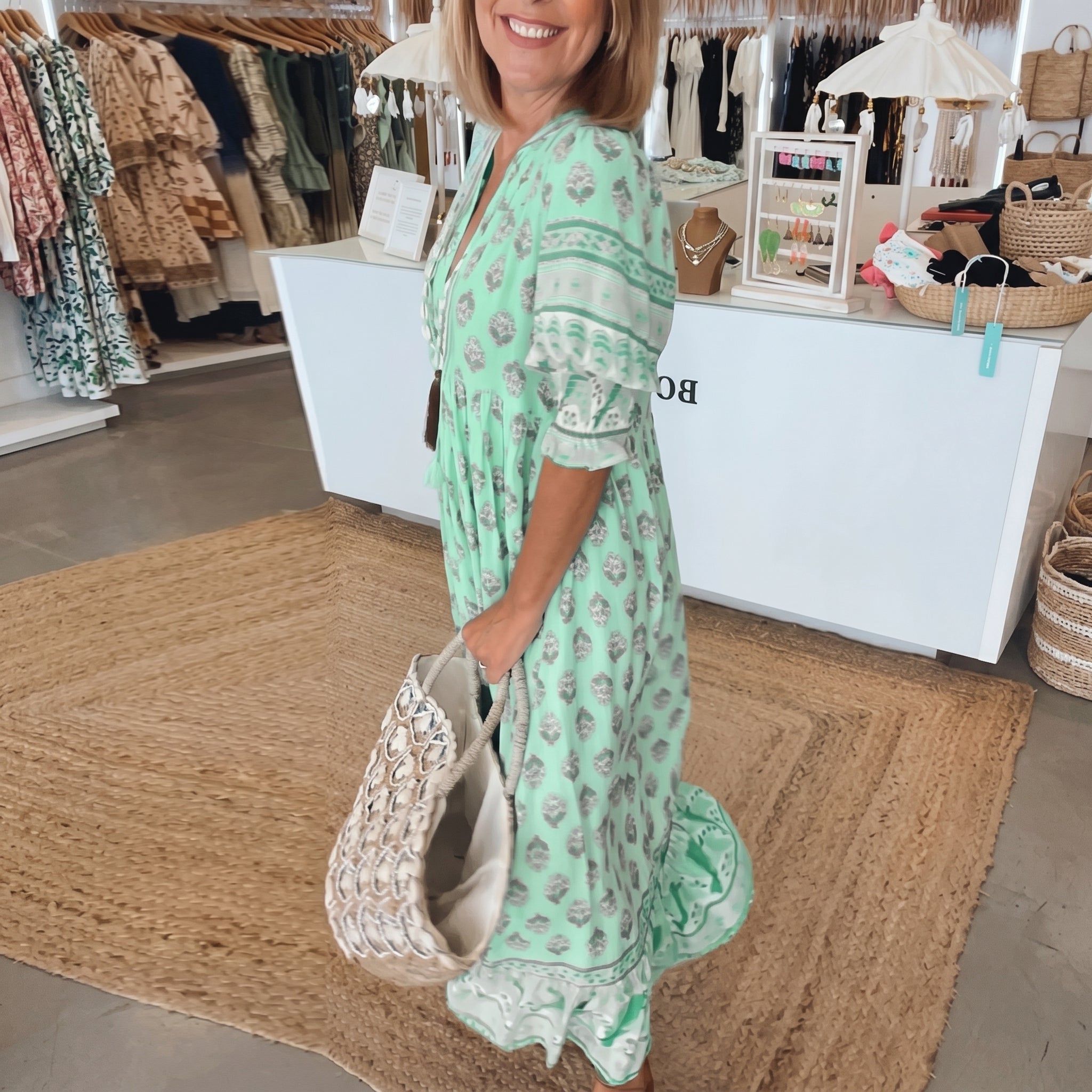 Jasmine - Women's Summer Boho Floral Tassel Tie Maxi Dress
