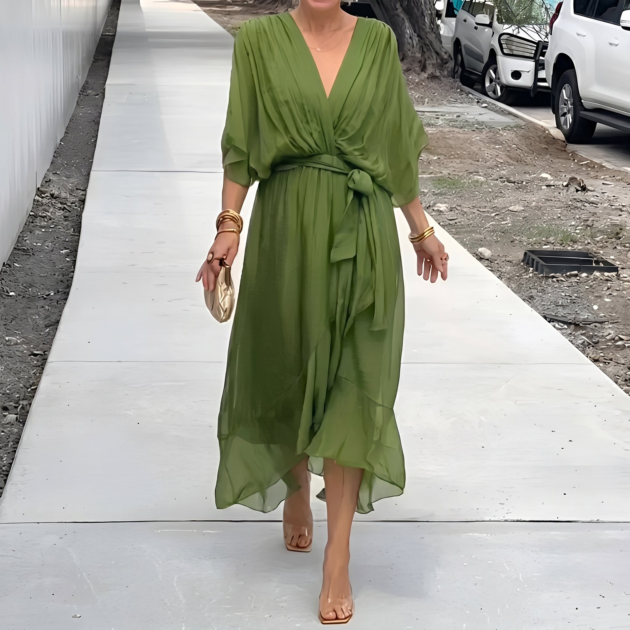 Helena - Women's Summer Wrap Chiffon Maxi Dress