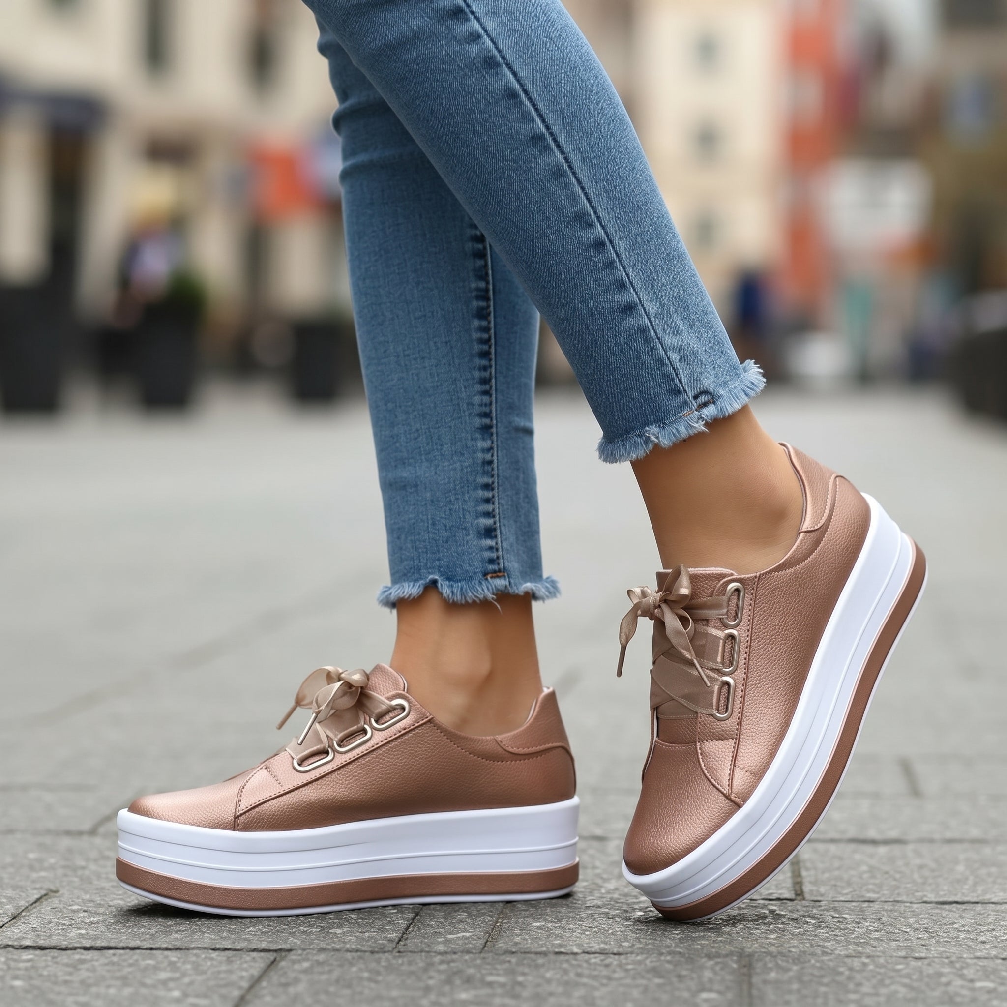 Carina - Women's Lace-Up Ribbon Bow Low-Top Sneaker