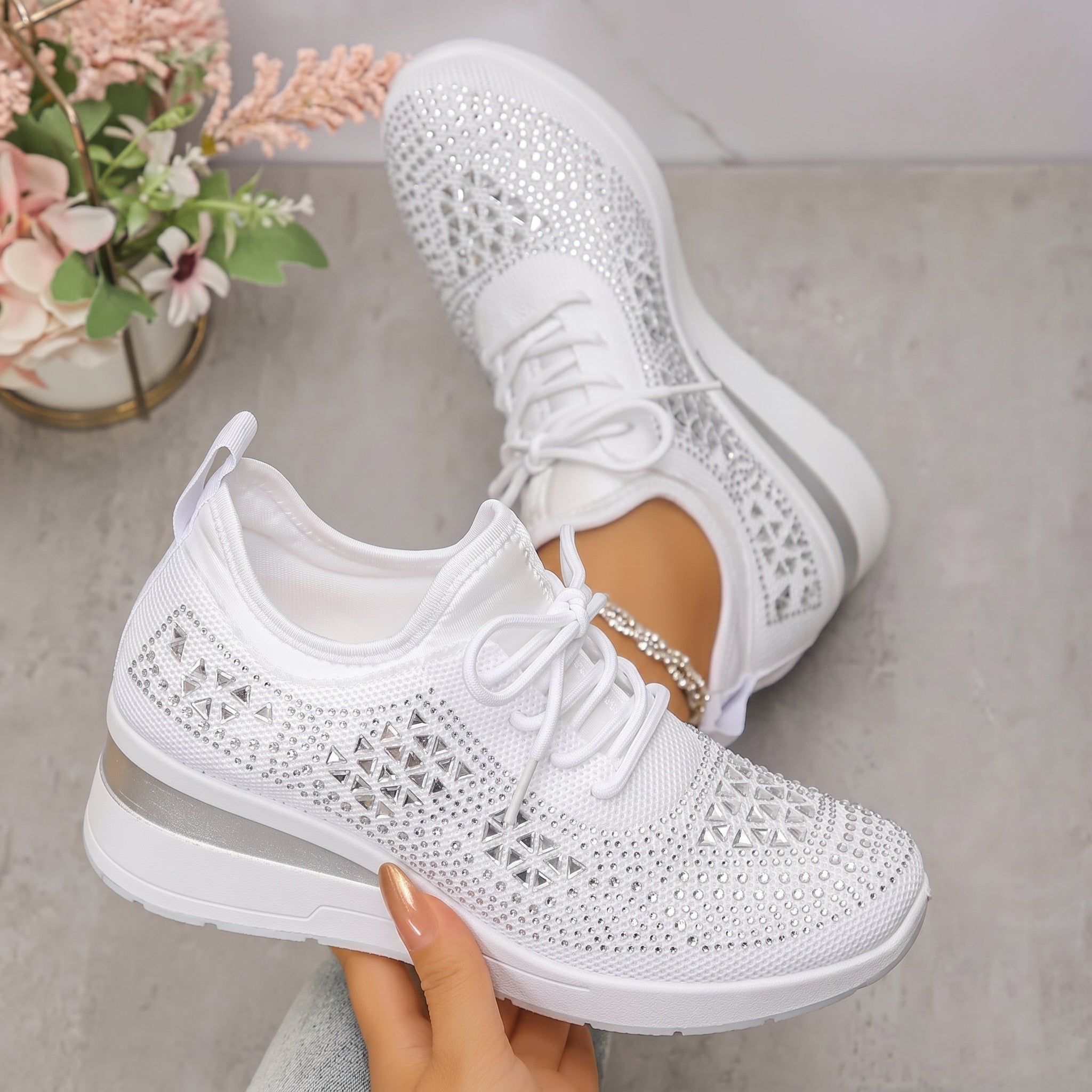 Amber - Women's Breathable Wedge Sole Low-Top Sneaker