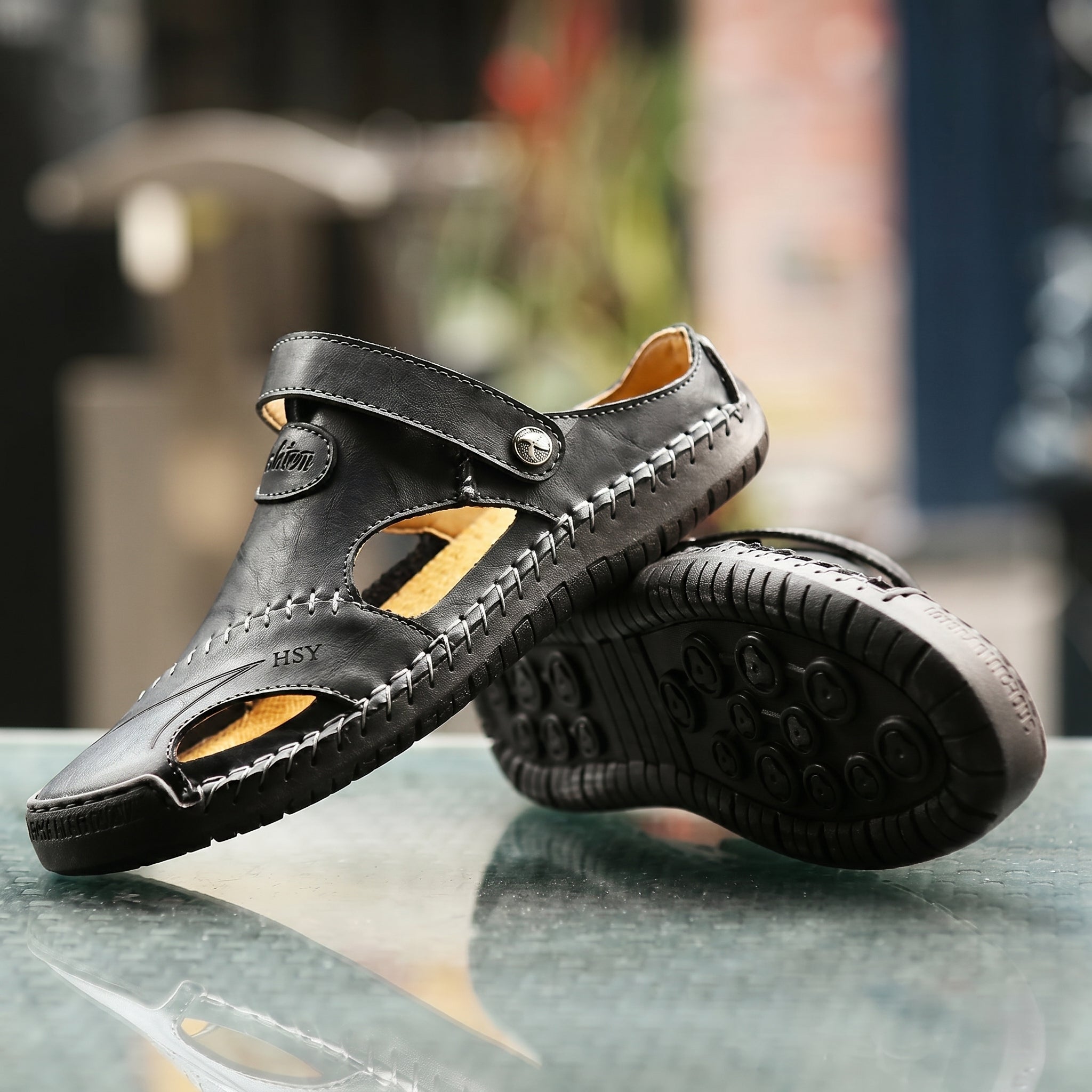 Dean - Men's Orthopedic Cut-Out Buckle Strap Sandals