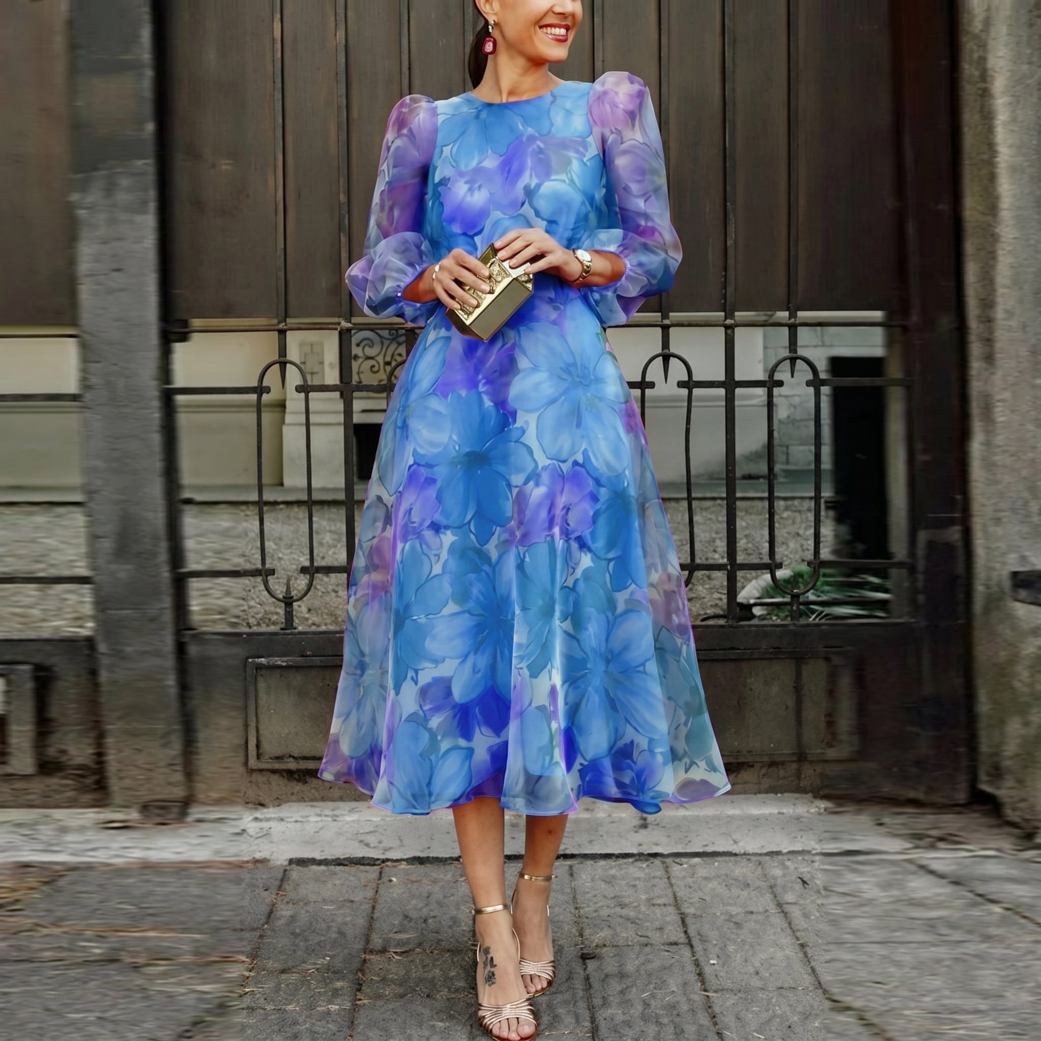 Rosie - Women's Wedding Guest Floral Midi Dress