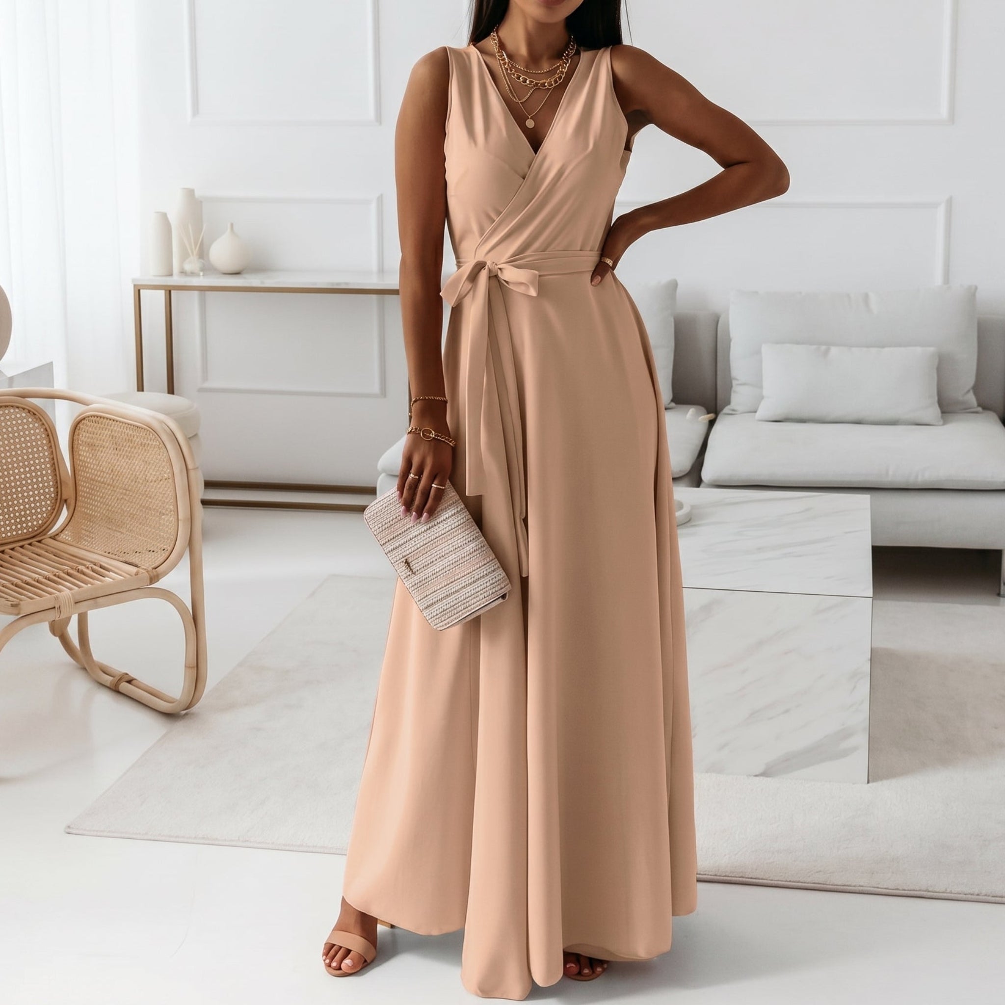 Isabella - Women's Summer Wrap V-Neck Maxi Dress