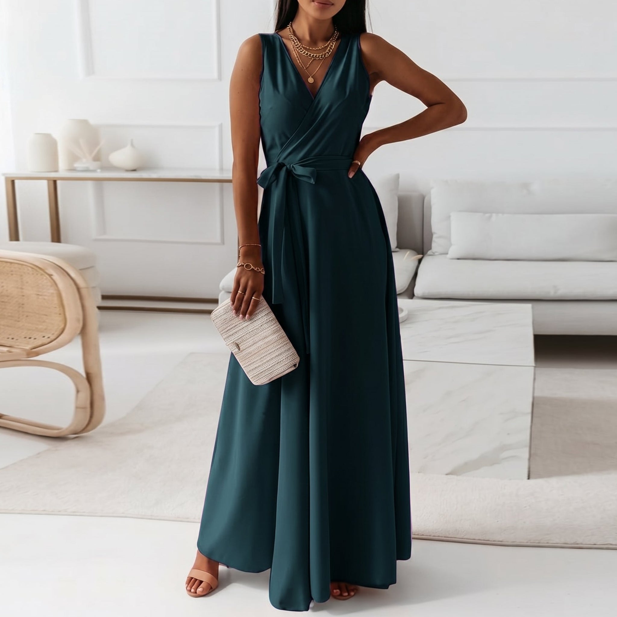 Isabella - Women's Summer Wrap V-Neck Maxi Dress