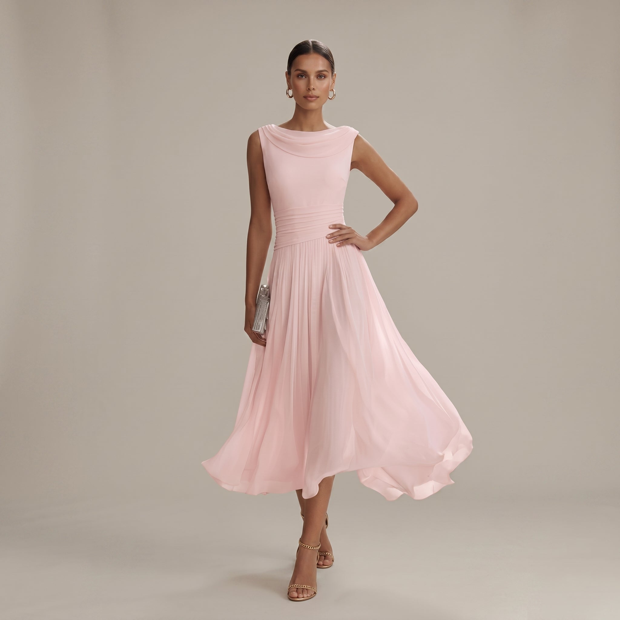 Georgia - Women's Wedding Guest Pleated Midi Dress