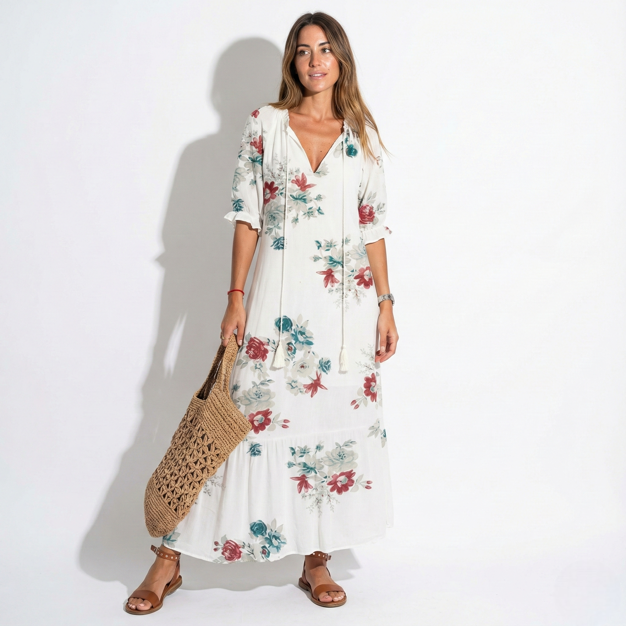 Riley - Women's Floral V-Neck Maxi Dress