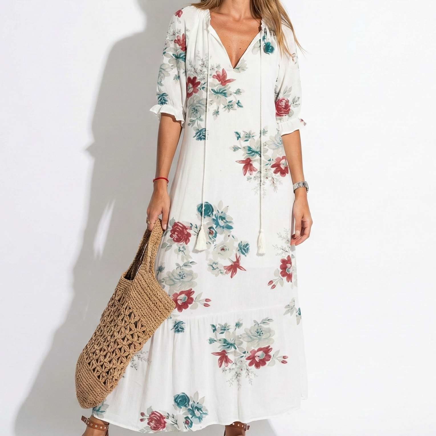 Riley - Women's Floral V-Neck Maxi Dress