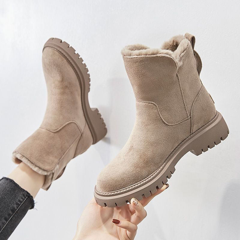 Rowan - Women's Orthopedic Faux Fur Trim Ankle Boots with Side Zip