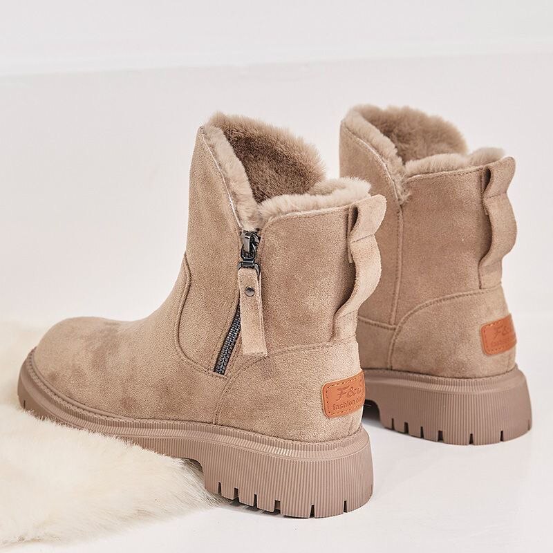 Rowan - Women's Orthopedic Faux Fur Trim Ankle Boots with Side Zip