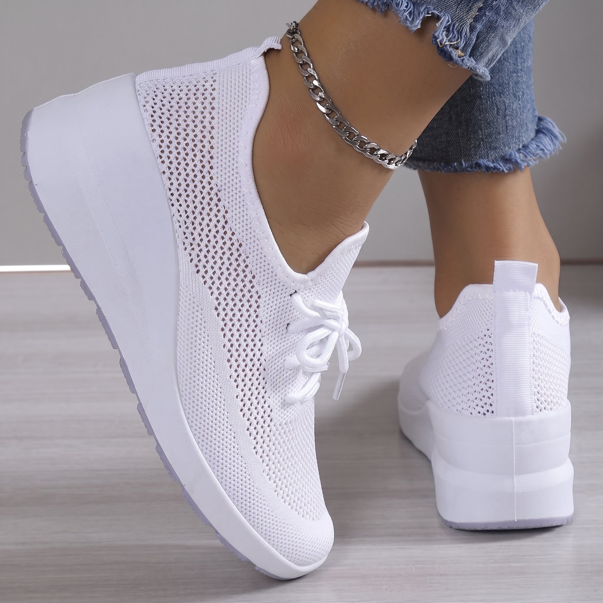 Alice - Women's Orthopedic Breathable Lace-Up Wedge Sneakers