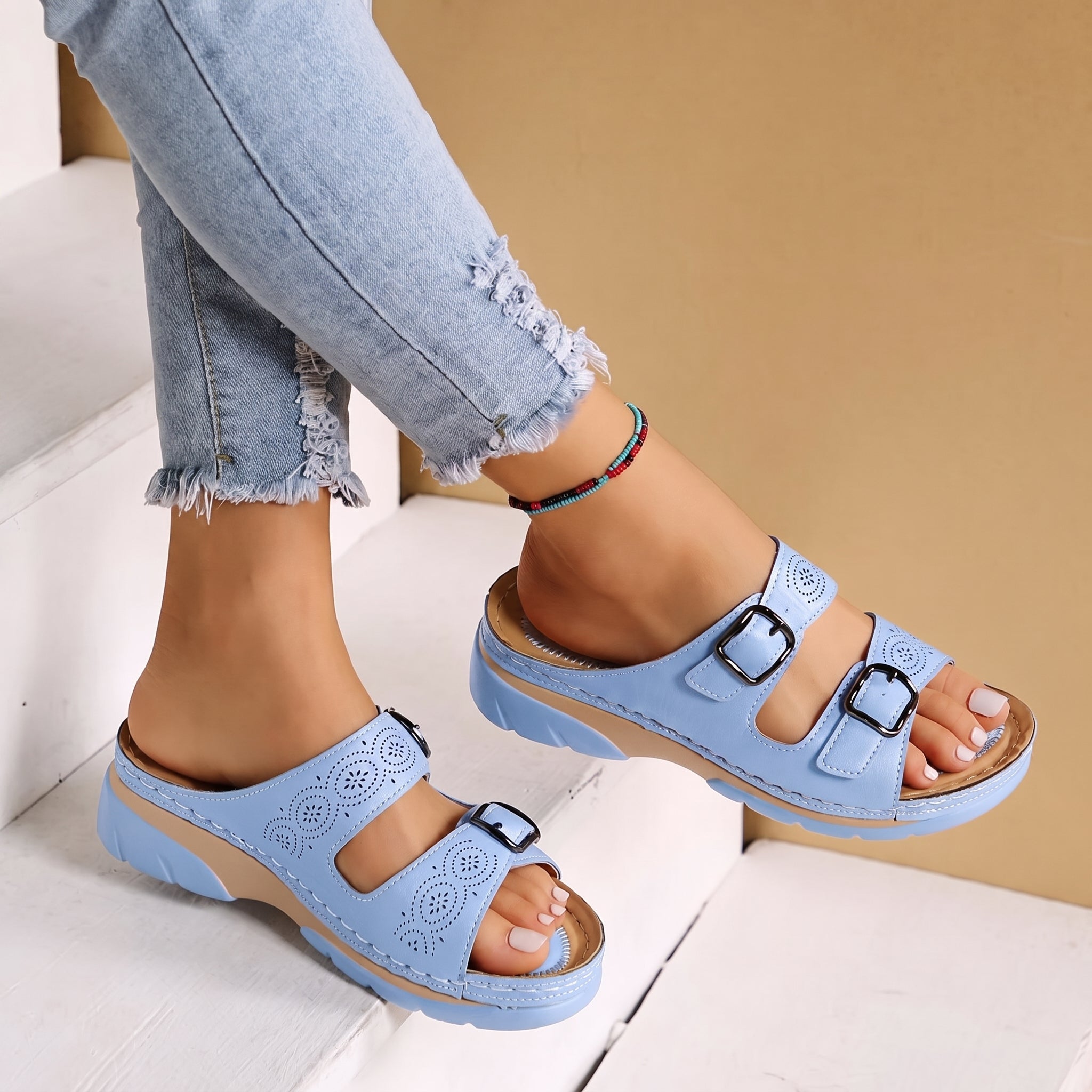 Alice - Women's Orthopedic Double Buckle Strap Wedge Sandals