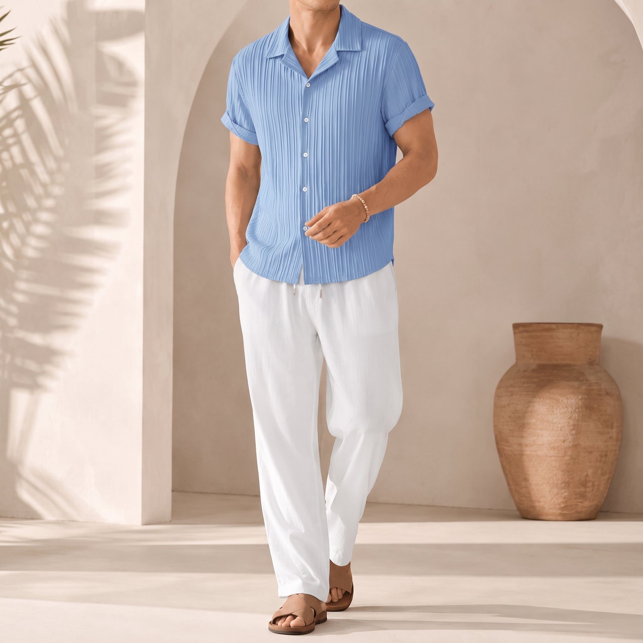 Daniel - Men's Summer Relaxed Vertical Stripe Co-ord Set