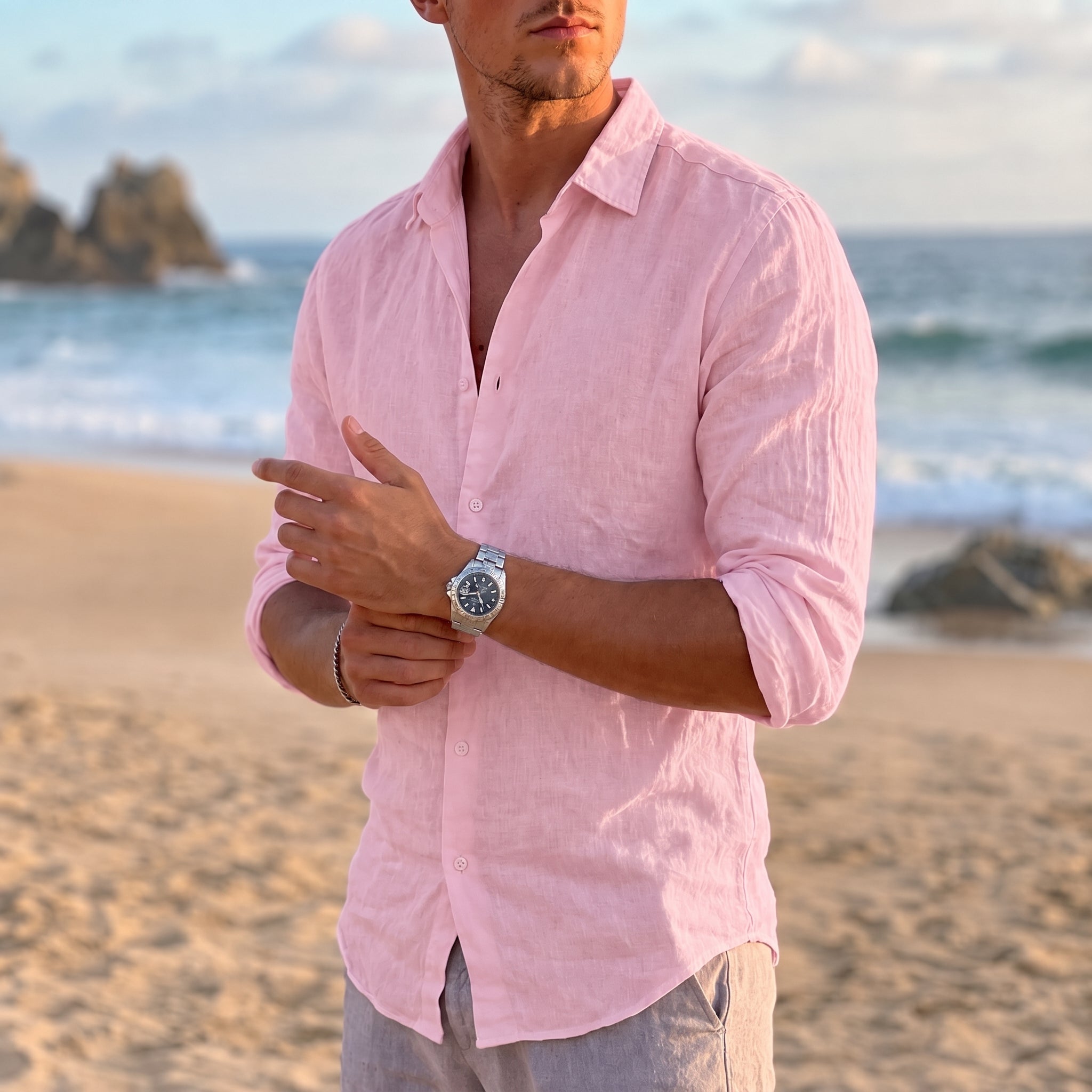 Thomas - Men's Summer Point Collar Long Sleeve Shirt