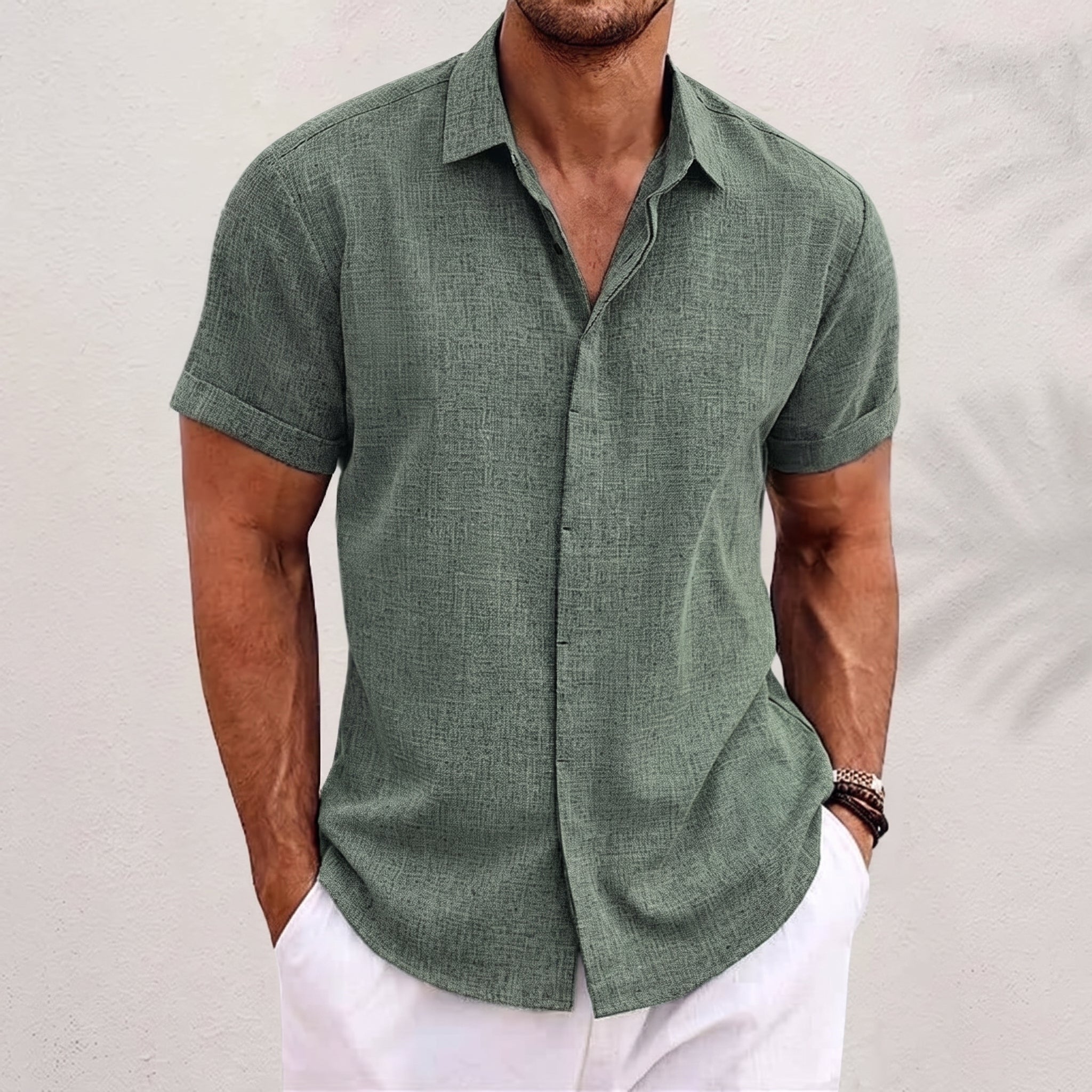 Robert - Men's Summer Concealed Placket Short Sleeve Shirt